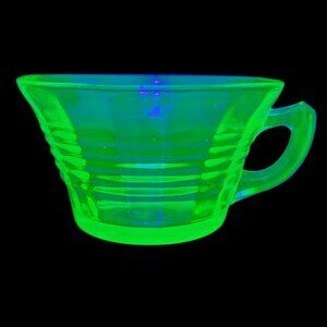 Vintage Uranium Depression Glass Striped Decorative Glass Tea Cup